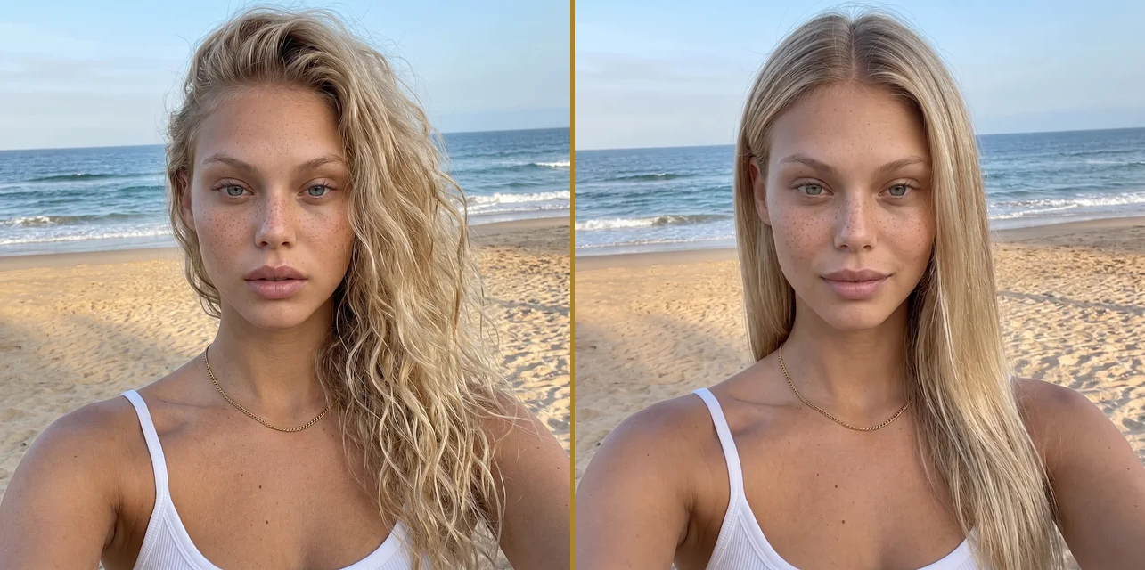 before and after - beach