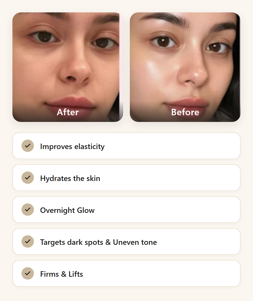 Collagen Night Wrapping Mask before and after